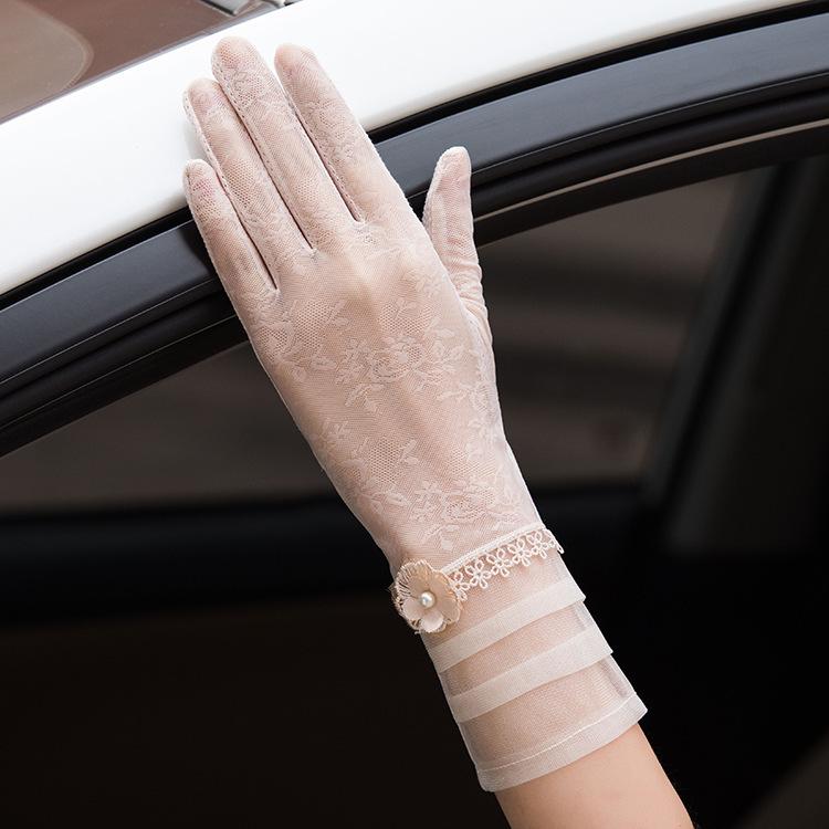 Spitzen-Schleife Touchscreen Sonnenschutz-Handschuhe für Damen – Atmungsaktive Sommerhandschuhe zum Fahren & Radfahren
