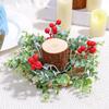 Christmas Artificial Berries Candle Holder Rings Candlestick Wreath Decoration for Festivals Party Home Centerpieces