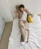 GLW Wide Double-Pleat Sweatpants Beige