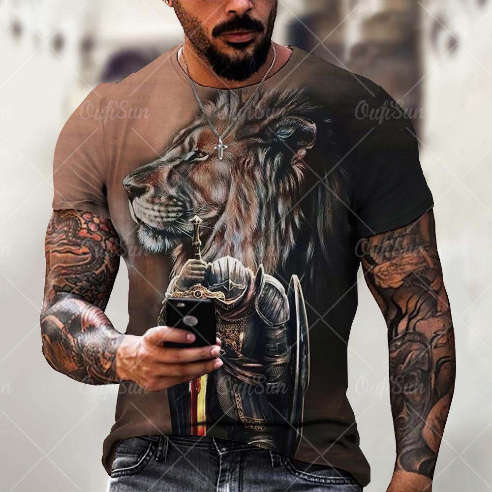 Retro Knights Templar Cross Print Unisex's T-shirts Summer Casual Loose Round- Neck Tee Shirt Sports Tees Oversized T Shirt For Unisex