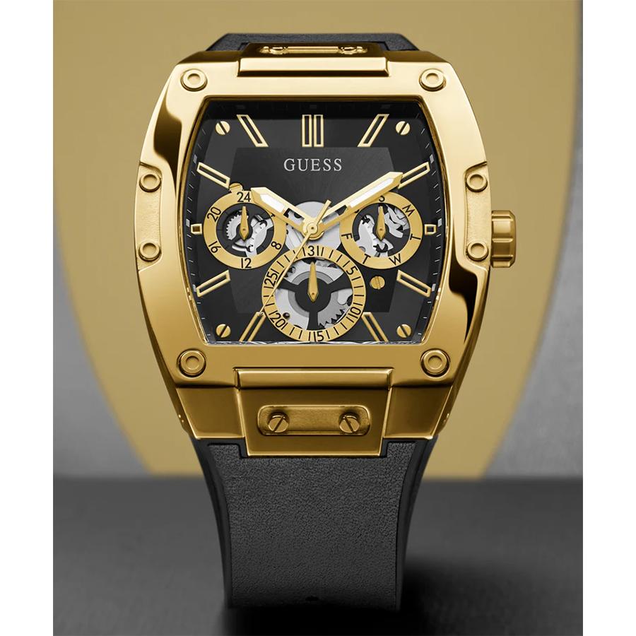 Guess Phoenix Multifunction Black Dial Black Leather Strap Quartz Watch for Men - GW0202G1