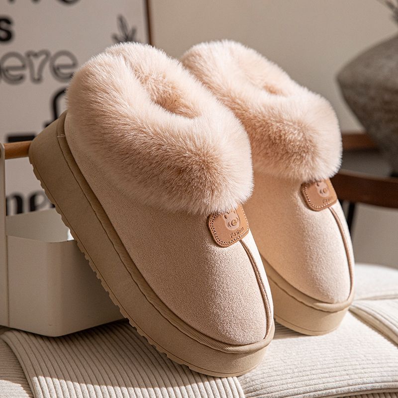 Winter Warm Slippers Women's Winter All-inclusive and Snow Boots Outer Wear Non-slip Velvet Thickened Cotton Slippers Women