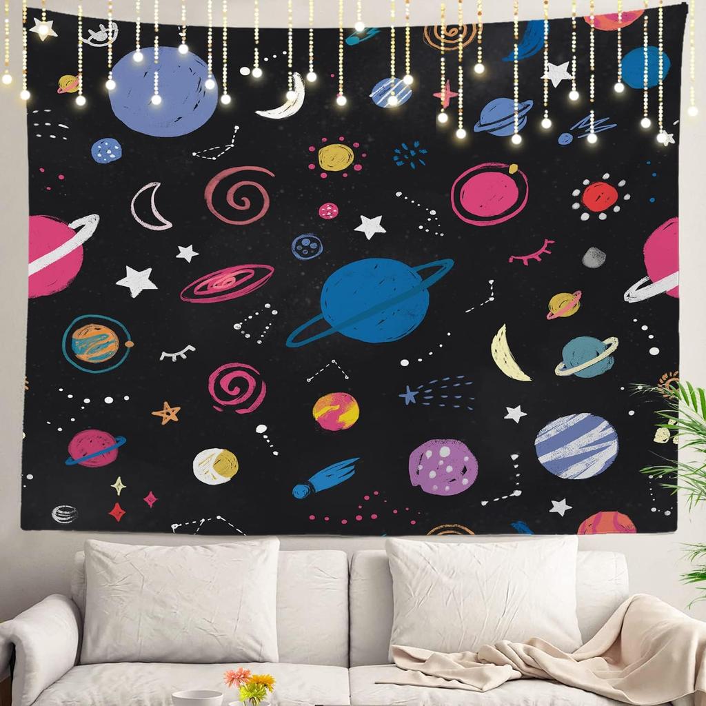 Space Tapestry,Space Pattern Science Stars in Galaxy Wall Hanging Large Tapestry Psychedelic Tapestry Decorations Bedroom Living