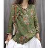 Asymmetrical Linen Frog Button Chinese Style Shirt, Spring/Summer 2026, Slimming Three-Quarter Sleeve Pullover.