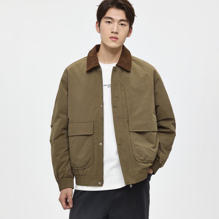 Men s 90% Duck Down Black Lapel Collar Winter Jacket 2025 - Loose Fit, Warm Barn Style Outerwear L хаки