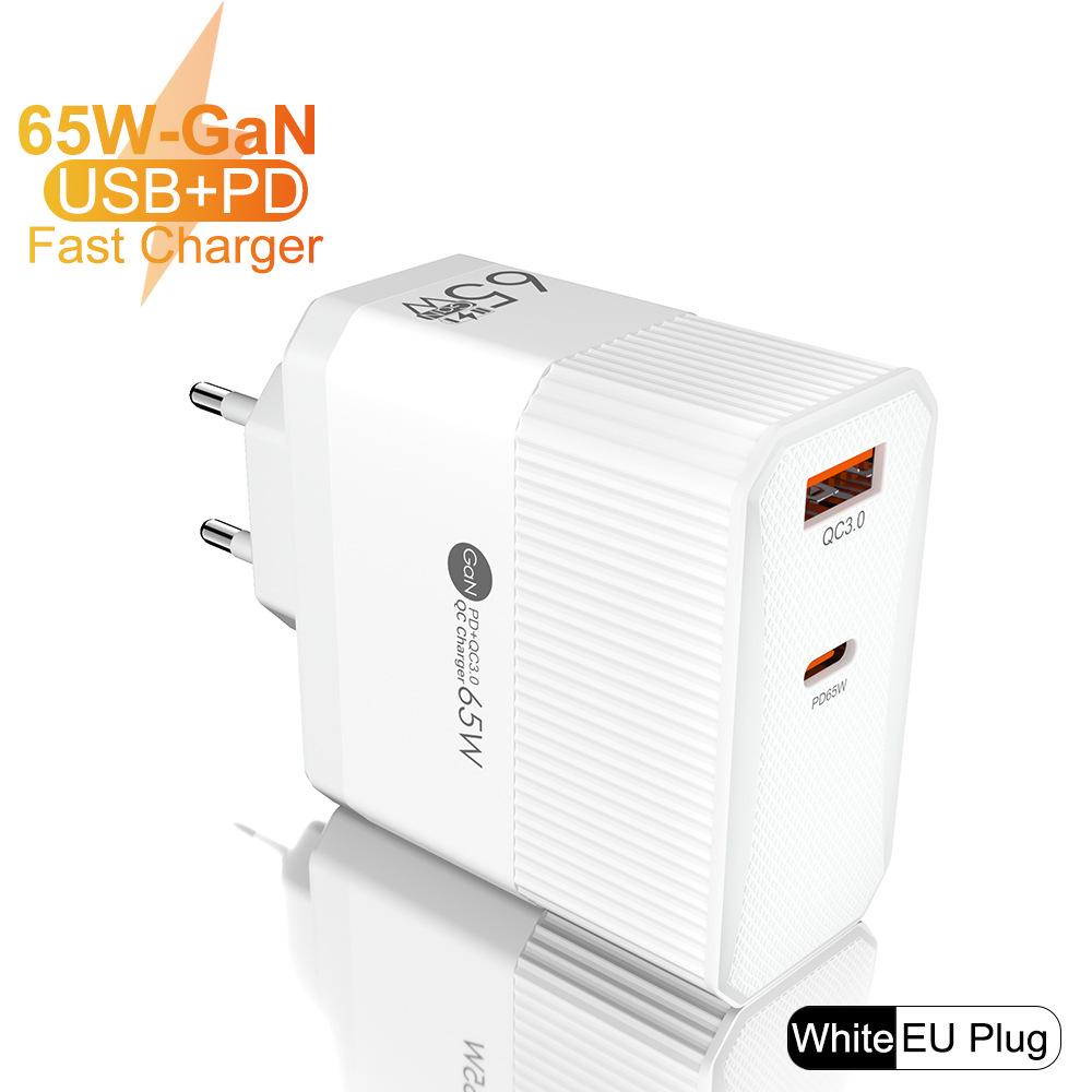 Chargeur Rapide GaN 65W QC3.0 pour Téléphones & Tablettes, Norme UE