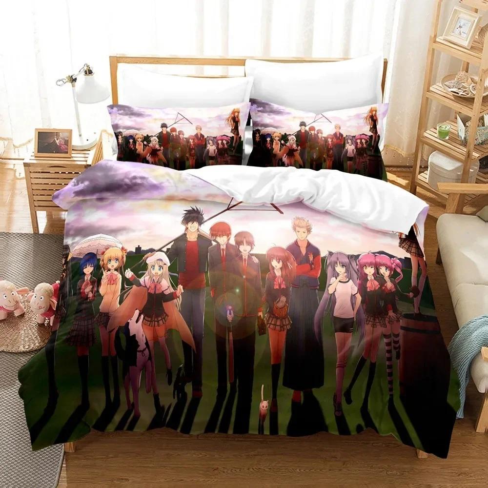 

Little Busters! Bedding Set Duvet Cover Pillowcases Twin Full Queen King Boy Girl Kids Bed Linen 3D Anime Duvet Cover Sets EU Single 135x200cm