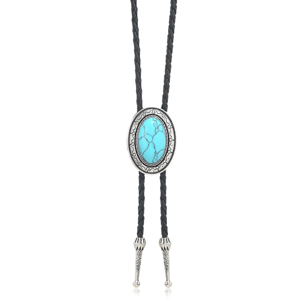 Westliche Bolo Krawatte für Männer Frauen Vintage Stein Anhänger Leder Seil Halstuch Cowboy Lässig Party Hochzeit Bühnenauftritt Kostüm Zubehör