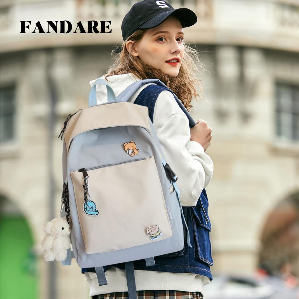FANDARE Women's Backpack, Stylish and Lightweight, School Backpack for Middle and High School Girls, Large Capacity, Fits 15.6-inch Laptop, Casual