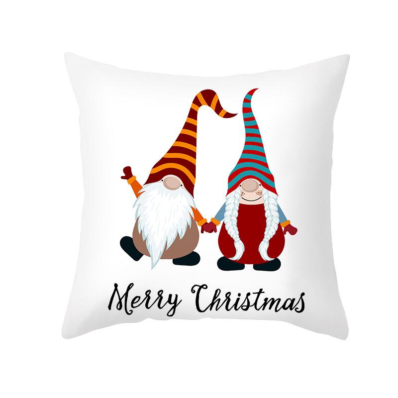 Cartoon Printed Christmas Pillow Case Peach Skin Santa Claus Wish Pillow Home Sofa Cushion