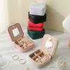 1pcs Portable Mirror Split Zipper Earring Earrings Necklace Jewelry Box Storage Jewelry Box Leather bag