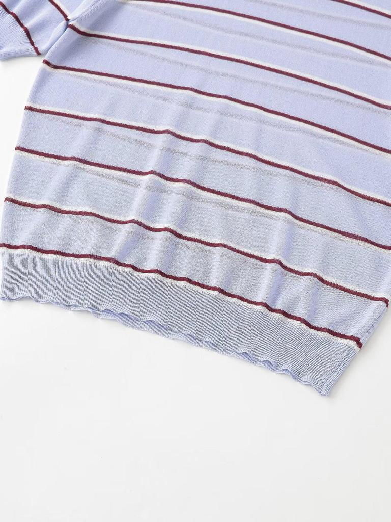 European Style Women's Striped Round Neck Short-Sleeve Top - Spring 2026 Collection (Picture Color)