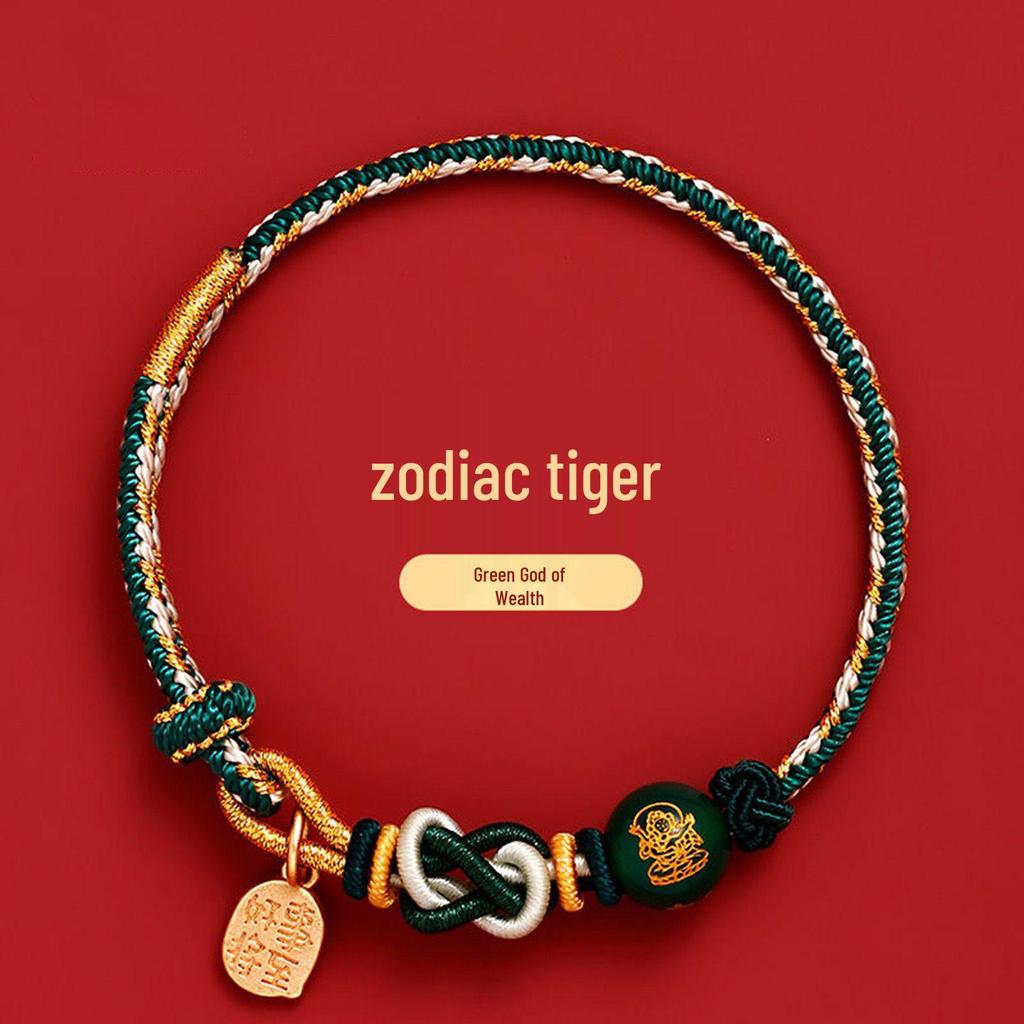 2025 Year of the Snake Red String Zodiac Bracelet with Five Paths God of Wealth Charm