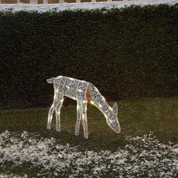 3pcs Christmas Wright Iron Deer LED Light Glowing Garden Decoration Elk Statue Outdoor Yard Reindeer Xmas Ornament Home Decor