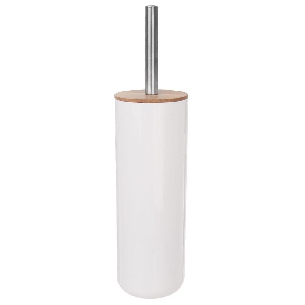 Toilet brush with stand, bamboo, white, WHITNEY, 37 cm