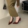 Eleganckie Buty na Koturnie Damskie Szpilki 2025 Nowe Szpiczaste Czółenka Biurowe Damskie Metalowa Klamra Płaskie Czółenka Modne Buty na Imprezę Sukienkowe