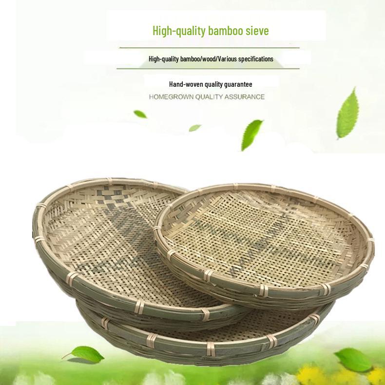 Handwoven Bamboo Winnowing Basket Tray for Cooling & Drying 22cm