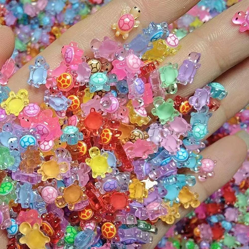 Mini Resin Turtles Night Glow Turtle Figurines Realistic Tiny Turtles Acrylic Small Animals Figures for Micro Landscaping