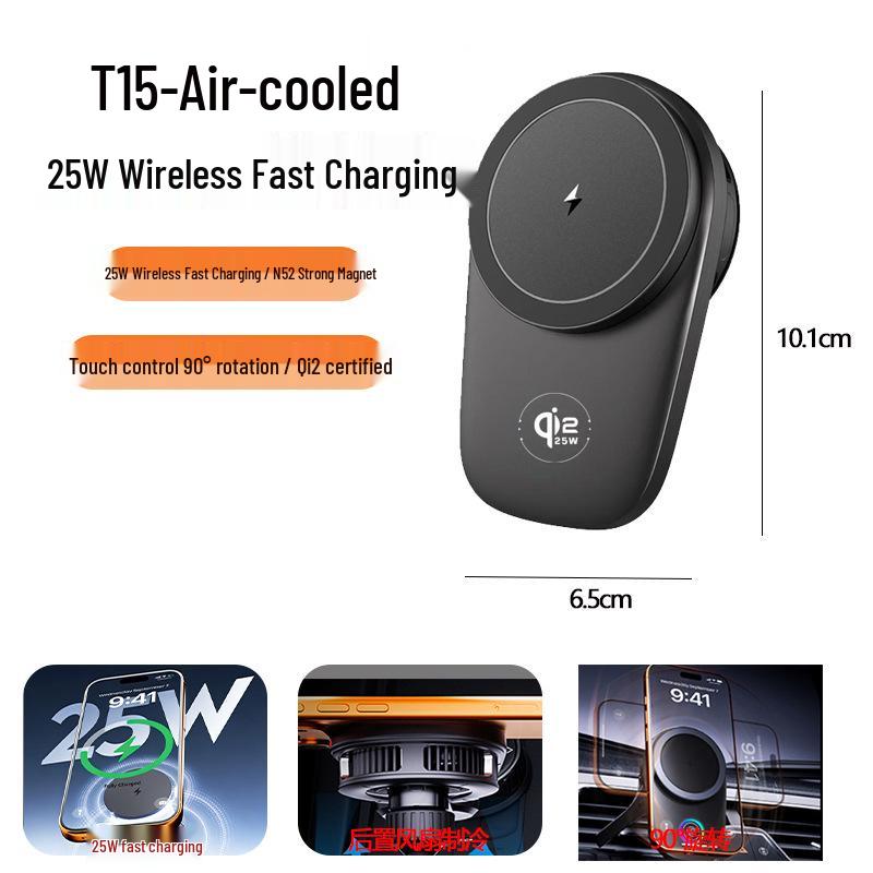In Stock Automotive 25W Qi2 Semiconductor Cooled Wireless Fast Charger & Mount