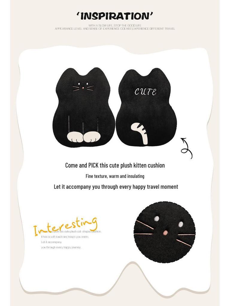 Cartoon Kitten Winter Plush Car Seat Cushion for Honda Civic, Haoying, XRV, Inspire, CRV