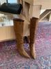 Pointed high-heeled over-the-knee boots women's 2025 new autumn French khaki fine-heeled pleated stacked boots knight boots