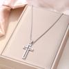 Skeleton Cross Necklace for Men Women Stainless Steel Hollow Out Cross Pendant Box Chain Collier Religious Faith Christ Collar