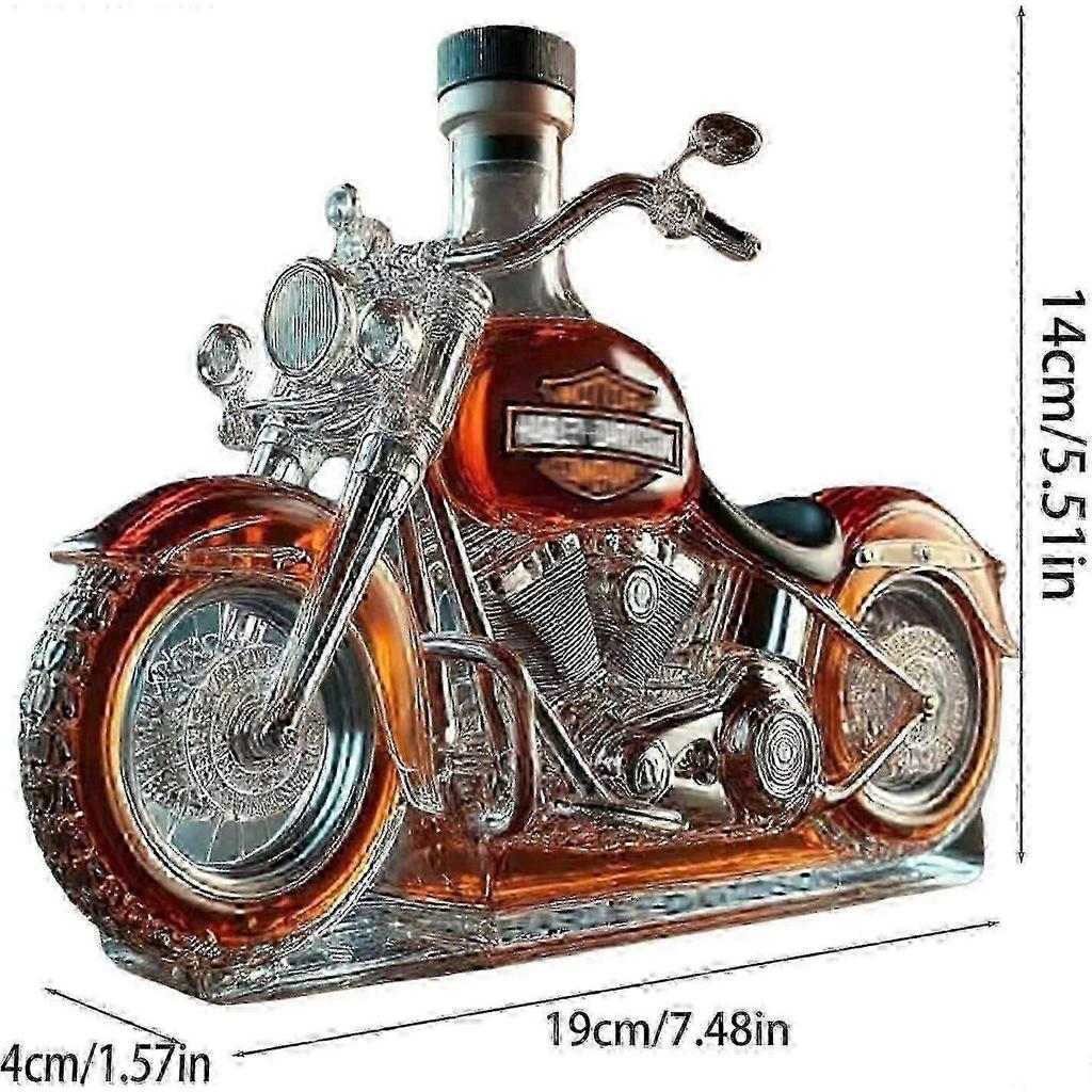 Whiskyflasche Motorradform 11 oz Neuheit Glas Karaffe 3D Gravur Kreativ Für Männer Motorradfahrer/Alkohol Liebhaber Sammler-jinmu3