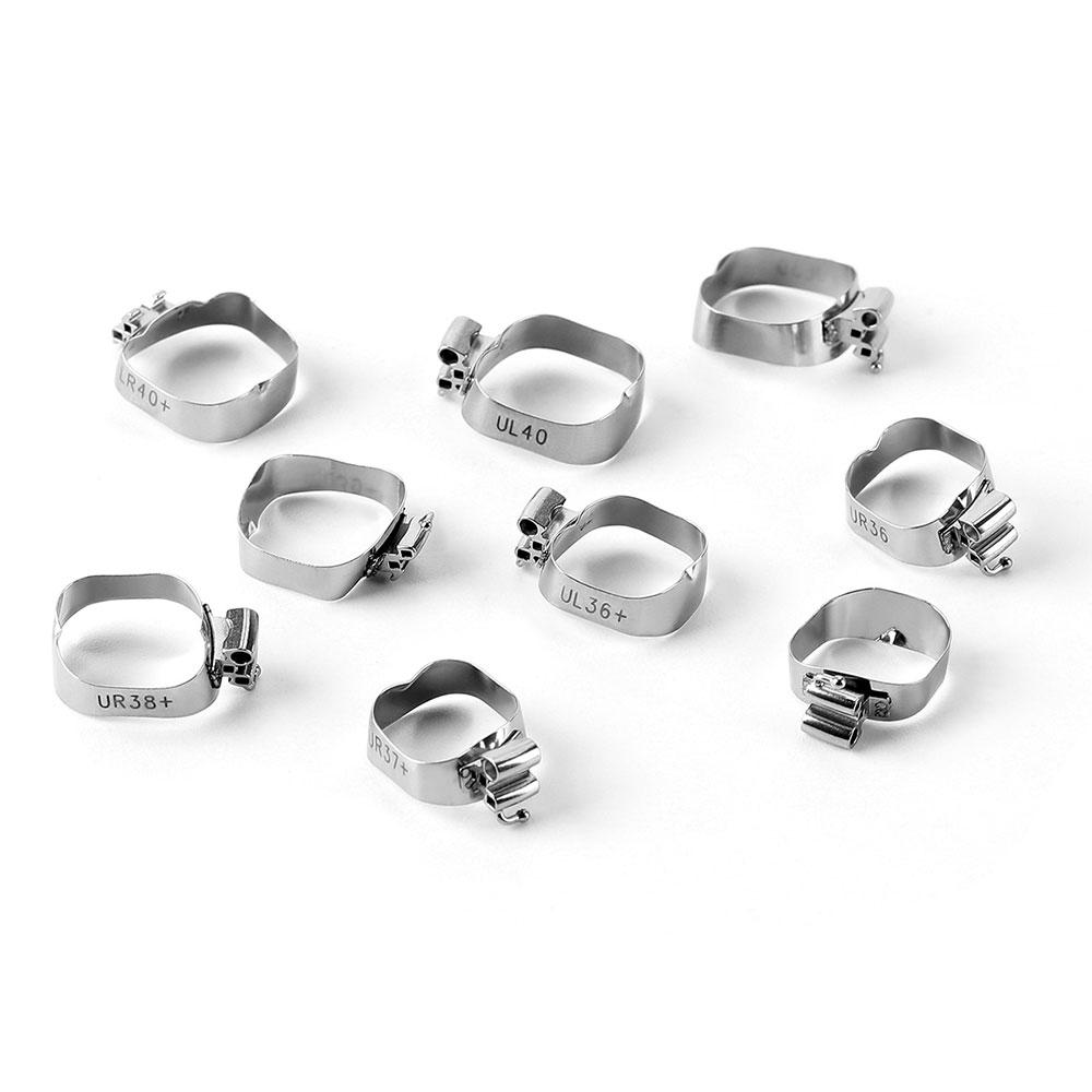 AZDENT 5Packs Dental Orthodontic Bands with Buccal Tube Triple Tubes for 1st Molar Teeth Roth.022 U3/L2 Size 35#-40#+ 4pcs/Pack