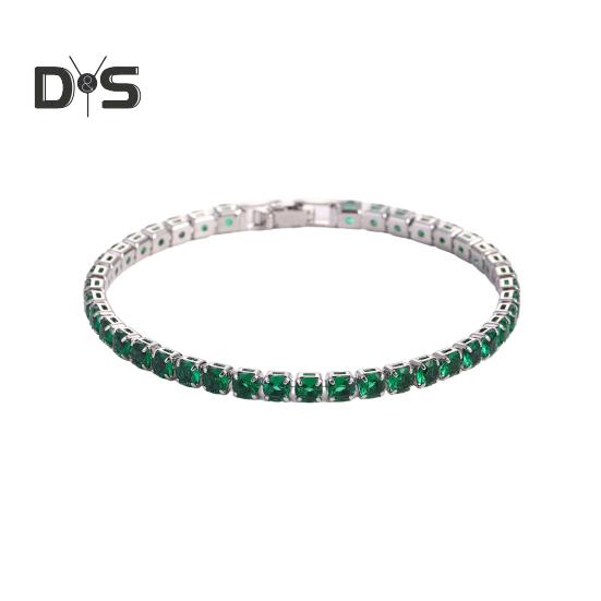 

Женский браслет в стиле хип-хоп с кубическим цирконием, полированной медью, простой стиль, браслет на запястье, для банкета, свадьбы, вечеринки, ювелирные изделия зелёный