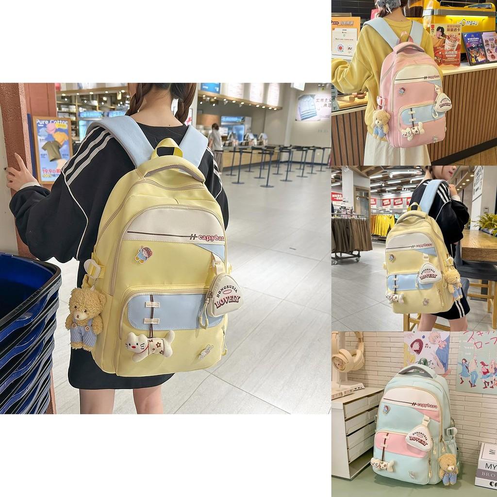 Multiuse Nylon Backpack For College And Travel With Letter And Rabbit Print Design