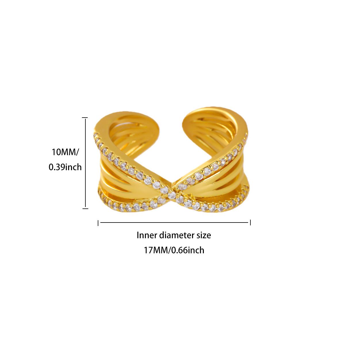 Luxury Zircon Geometric Cross Ring For Women Stainless Steel Gold Color Open Finger Ring 2026 New Fashion Wedding Couple Zircon