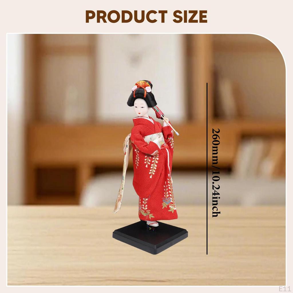 Ethnic Japanese Geisha Doll Collectible Figurine Female Statue Kimono for Home Office