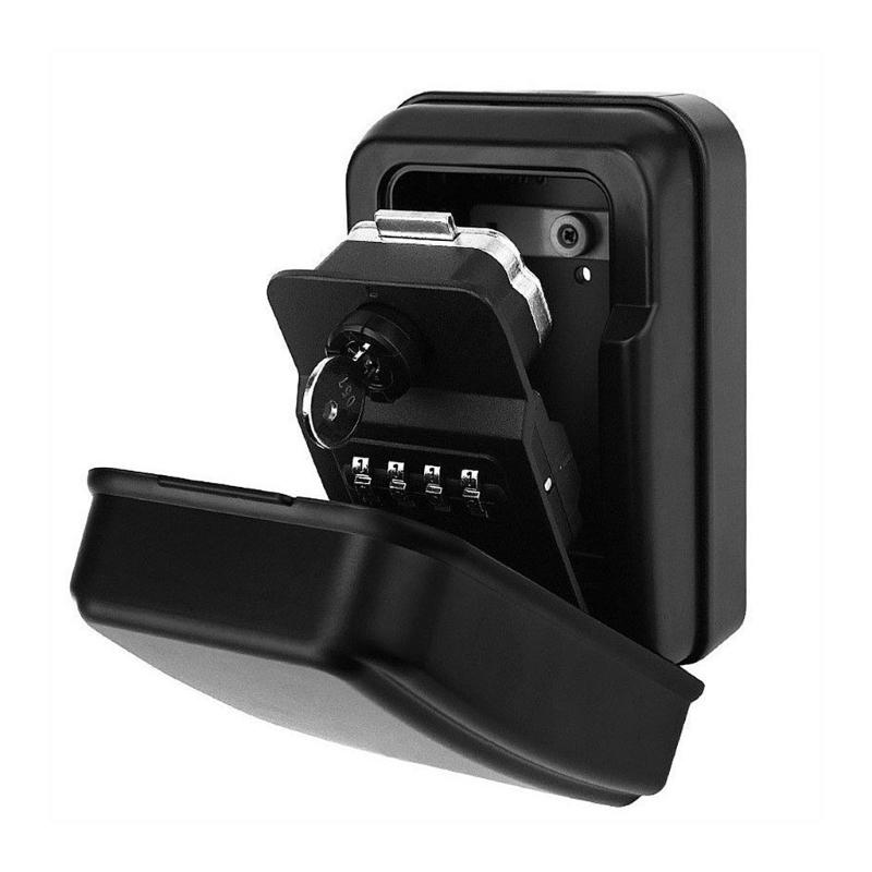 Key Safe for Secure Wall Mount Indoor Outdoor Weatherproof Storage Featuring 4 Combination and Backup Key