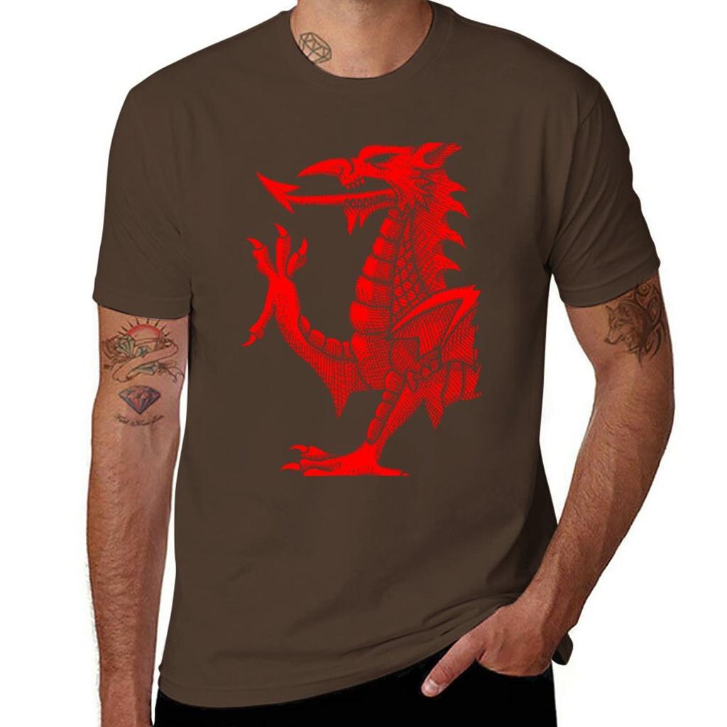 Welsh Dragon  Red Hatching TShirt Aesthetic Clothes Plus Size Tops Summer Top Tops Men Clothings