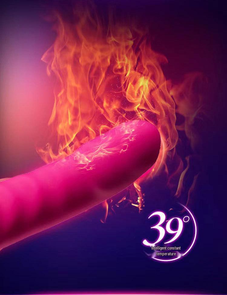 Wiederaufladbarer Vibrator mit zwei Köpfen, Multi-Frequenz, Heizfunktion und Silikonhülle