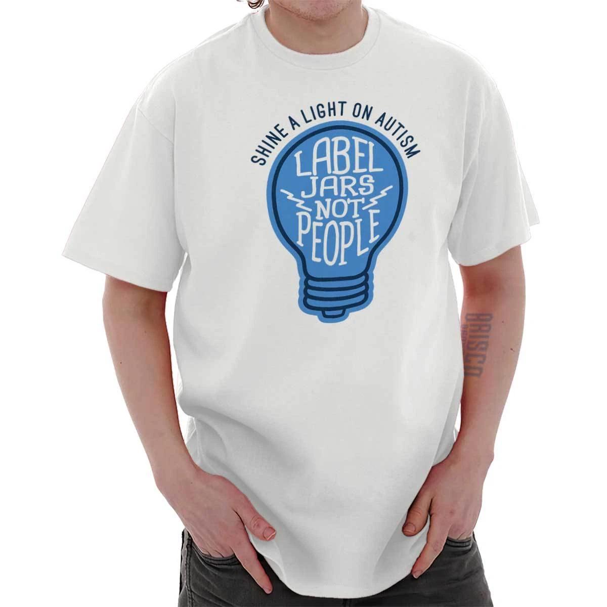 

Shine A Light on Autism People Not Labels Womens or Mens Crewneck 100% Cotton T-shirt Mens Tees Top Tee 4XL