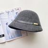 Top hat women's warm bucket hat autumn and winter retro wool woolen temperament basin hat front length and back short brim
