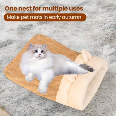 Sac de dormit de iarnă pentru pisici, cald, din pluș, sac pentru pisici cu urechi drăguțe, pat peșteră confortabil pentru pisici, ascunzătoare tip tunel pentru animale de companie, pat calmant pentru căței, pisoi, animale de companie mici