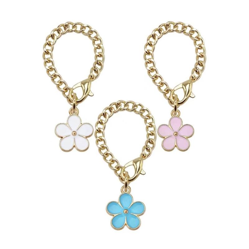 3Pcs Cup Flower Charm Chain Tumbler Water Cup Handle Decorative Charm Milk Teas Cup Pendants Gift for Girls Women