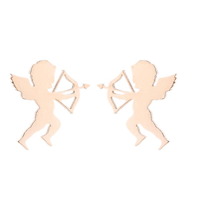 Stainless Steel Hip-Hop Punk Smiley Face & Cupid Angel Earrings