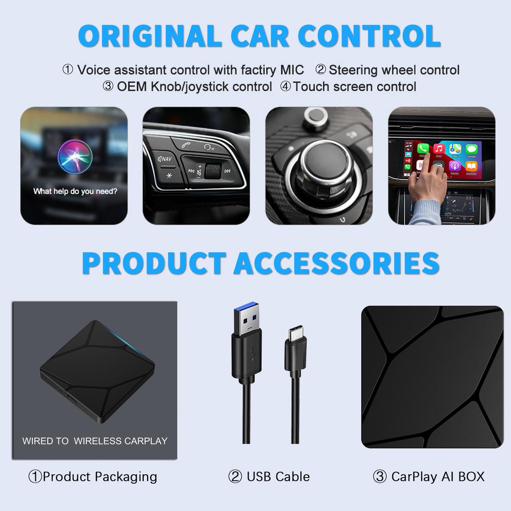 Binize Wireless CarPlay Adapter USB Dongle for Factory / OEM Cars Support Wired CarPlay  ( Wired To Wirless Carplay Adapter)