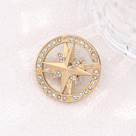 Decorative Compass Jewelry Vintage Rhinestone Star Brooch, Men Women Alloy Retro Lapel Pin Pin, Badge Accessory for Clothing Decor Brooch