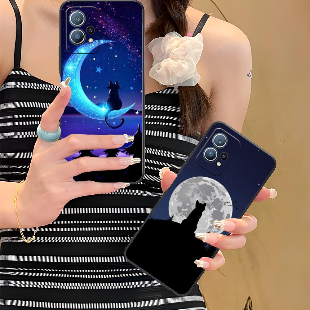 Luna Mond Katze Handyhülle für Huawei P60 P50 P40 P30 P20 P10 P9 P8 Pro Lite Plus Bunte Druckabdeckung Cover Smartphone