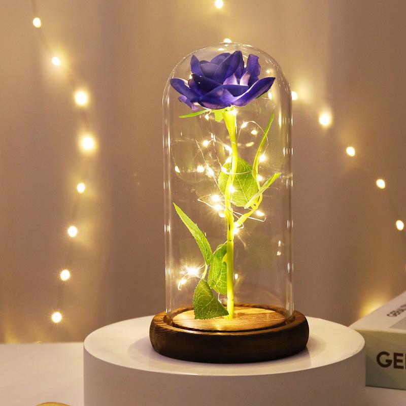 Eternal Rose Glass Lampshade: Christmas, Qixi, Valentine's Day Desktop Ornament & Night Light Gift.