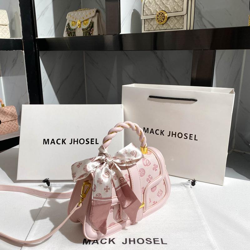 Pink Embossed Handbag, Summer Versatile Trend, One Shoulder Crossbody Saddle Bag