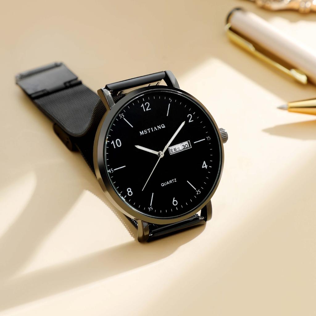 Moderne Herrenuhr, Ultradünn mit Datum, Nicht-mechanische Quarzuhr, Business-Stil, Hochwertige Attraktive Uhr, Herren