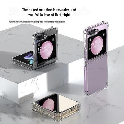 Samsung Flip Phone Case with Anti-Fall Protection, Transparent TPU Cover for Flip 5 and 6.
