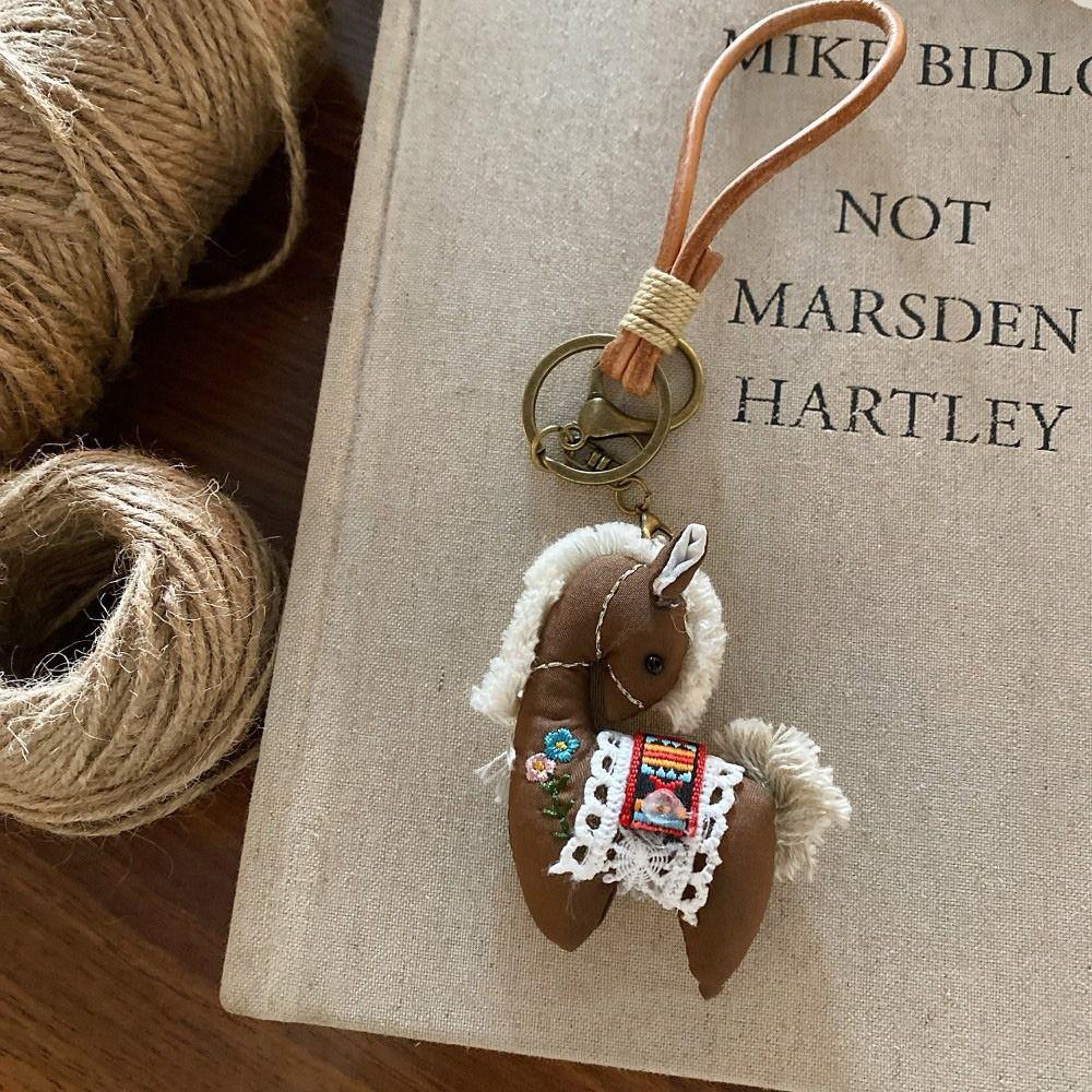 Stuffed Animal Horse Year Key Ring Cute Design Pony Pendant  Backpack Decoration