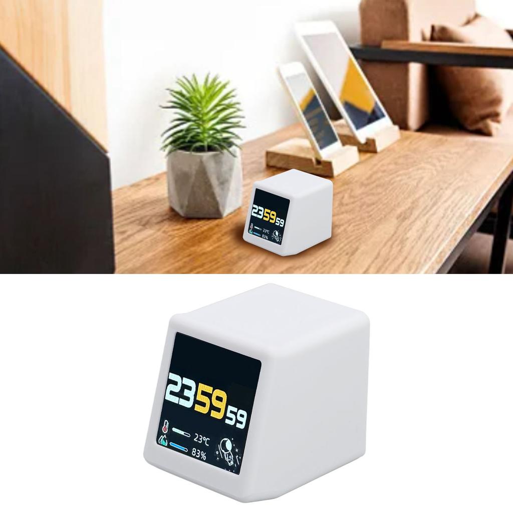 WiFi Clock for Desk Decor, Digital Clock, Wther, Stock Ticker, Photo Slideshow, Multifunctional Touch Manipulation Wther Thermometer, Sy Control