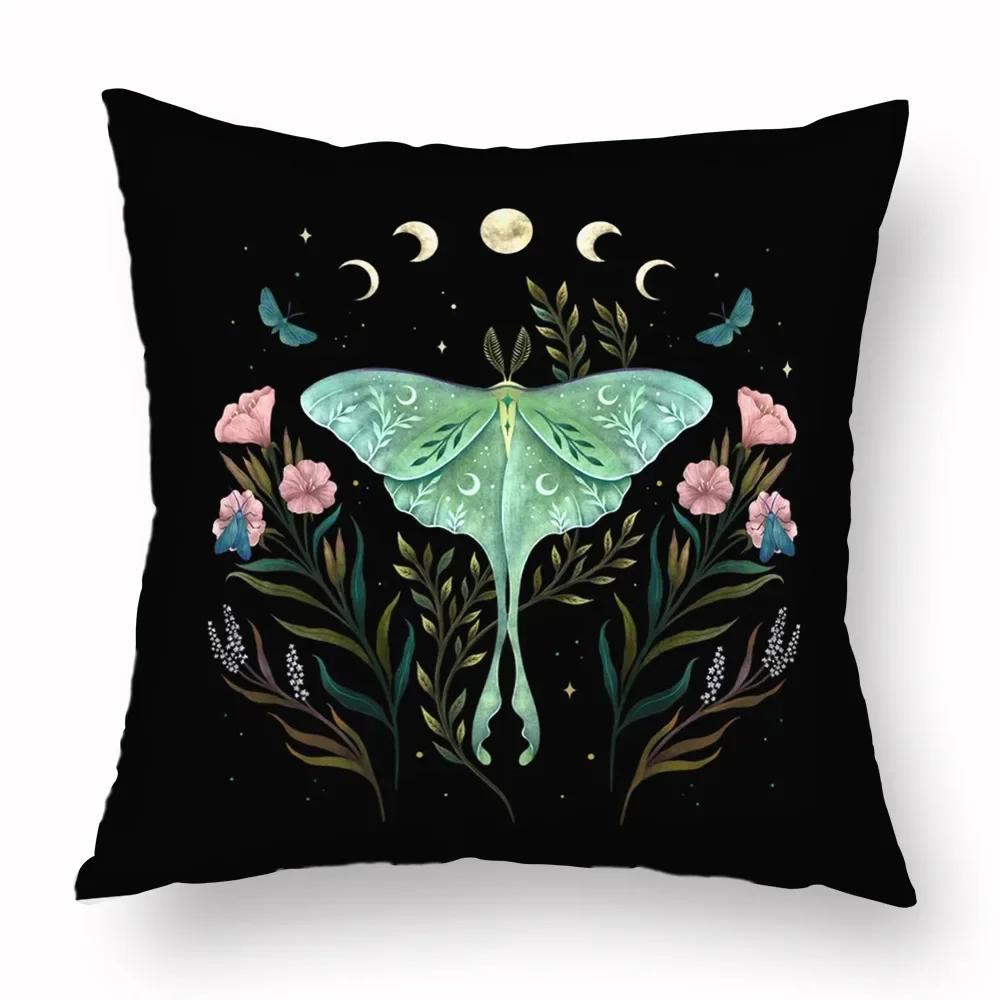 Vikama Moon Phases & Magical Creatures Pillow Covers Pattern Cushion Cover Suitable For Sofa Bedroom Car Pillow Cover Decor